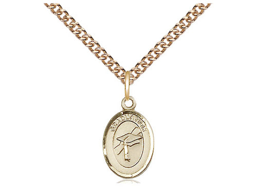 14kt Gold Filled Graduation Medal on a Gold Filled Chain - JMJs Catholic Store, Inc