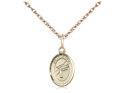 14kt Gold Filled Graduation Medal on a Gold Filled Chain - JMJs Catholic Store, Inc