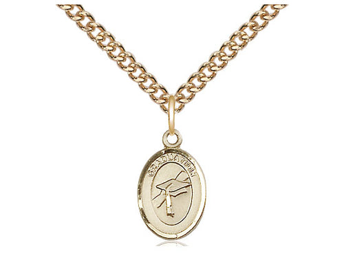 14kt Gold Filled Graduation Medal on a Gold Filled Chain - JMJs Catholic Store, Inc