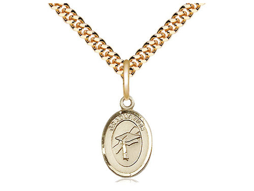 14kt Gold Filled Graduation Medal on a Gold Filled Chain - JMJs Catholic Store, Inc