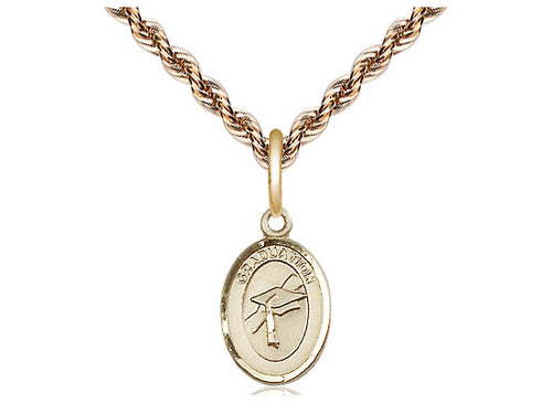 14kt Gold Filled Graduation Medal on a Gold Filled Chain - JMJs Catholic Store, Inc