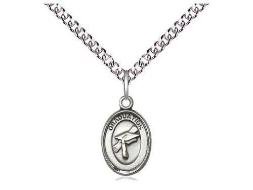 Sterling Silver Graduation Medal on a Sterling Silver Chain - JMJs Catholic Store, Inc