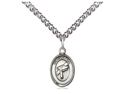 Sterling Silver Graduation Medal on a Sterling Silver Chain - JMJs Catholic Store, Inc