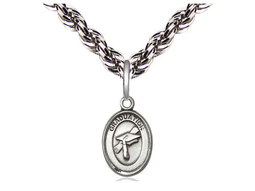 Sterling Silver Graduation Medal on a Sterling Silver Chain - JMJs Catholic Store, Inc