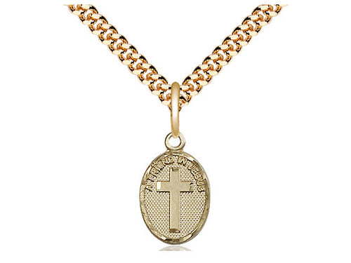 14kt Gold Filled Friend In Jesus Cross Pendant on a Gold Filled Chain - JMJs Catholic Store, Inc