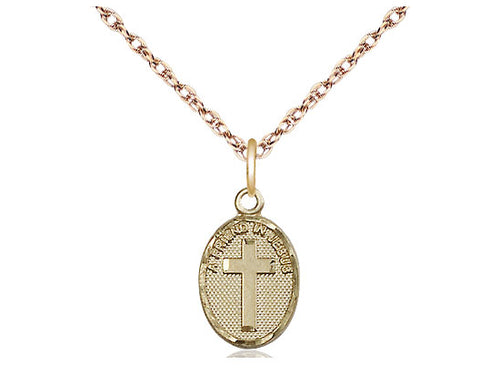 14kt Gold Filled Friend In Jesus Cross Pendant on a Gold Filled Chain - JMJs Catholic Store, Inc