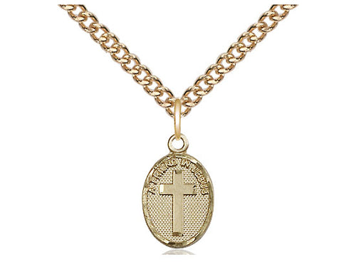 14kt Gold Filled Friend In Jesus Cross Pendant on a Gold Filled Chain - JMJs Catholic Store, Inc