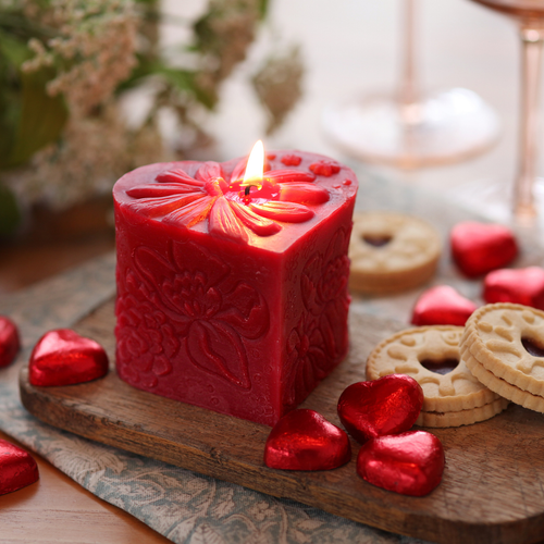 Heart Shape Candle (Pillar Candle)– 100% Pure Beeswax – Red – 3"x3" - JMJs Catholic Store, Inc