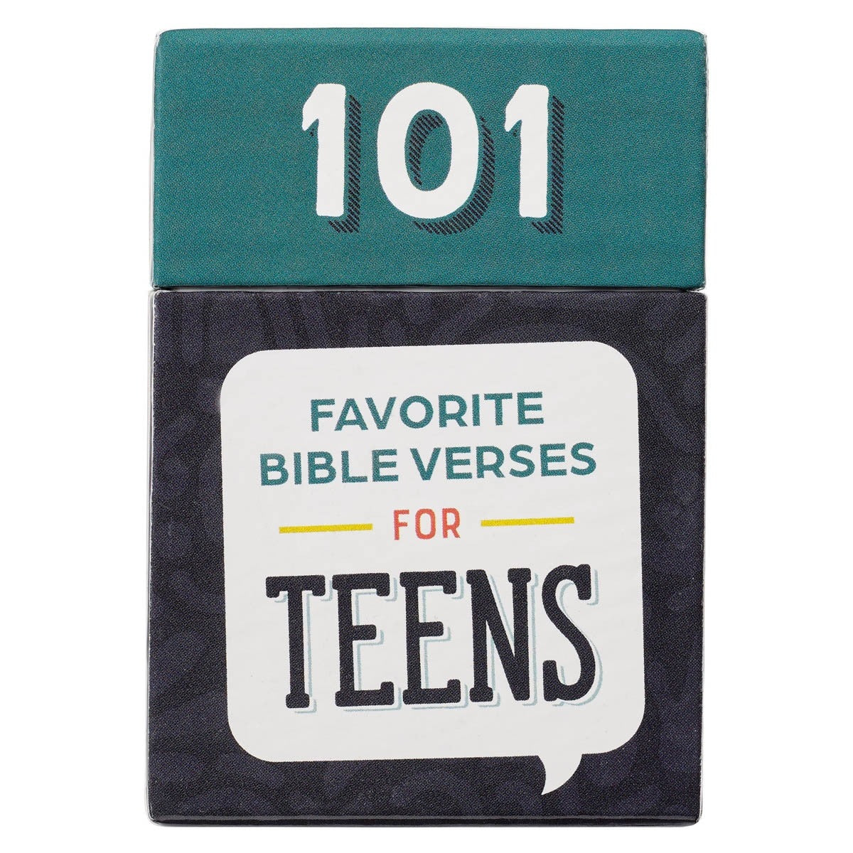 101 Favorite Bible Verses for Teens Box of Blessings with teal and blue design, inspiring scripture cards for teenagers