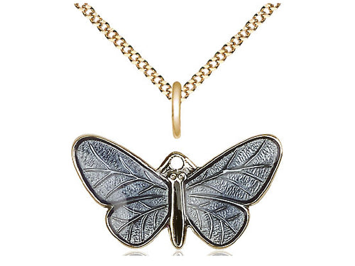 Two-Tone 14kt Gold Filled Butterfly Pendant on a Gold Filled Chain - JMJs Catholic Store, Inc