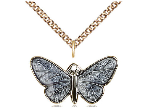 Two-Tone 14kt Gold Filled Butterfly Pendant on a Gold Filled Chain - JMJs Catholic Store, Inc