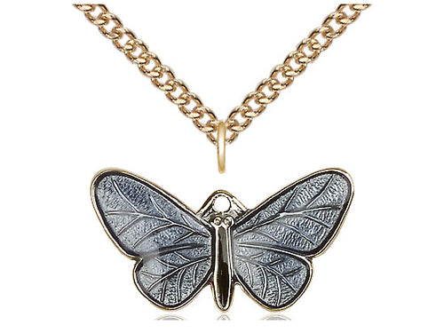 Two-Tone 14kt Gold Filled Butterfly Pendant on a Gold Filled Chain - JMJs Catholic Store, Inc