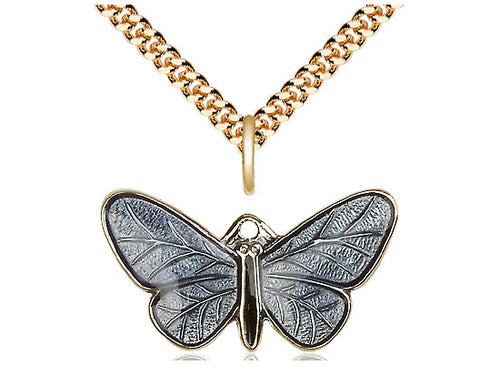 Two-Tone 14kt Gold Filled Butterfly Pendant on a Gold Filled Chain - JMJs Catholic Store, Inc