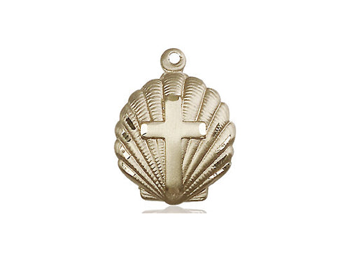 14kt Gold Filled Cross Pendant on an 18-Inch Gold Filled Light Curb Chain - JMJs Catholic Store, Inc