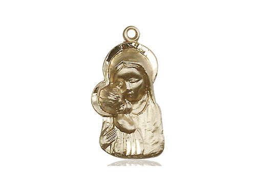 14kt Gold Filled Madonna & Child Pendant on an 18-Inch Gold Filled Light Curb Chain - JMJs Catholic Store, Inc