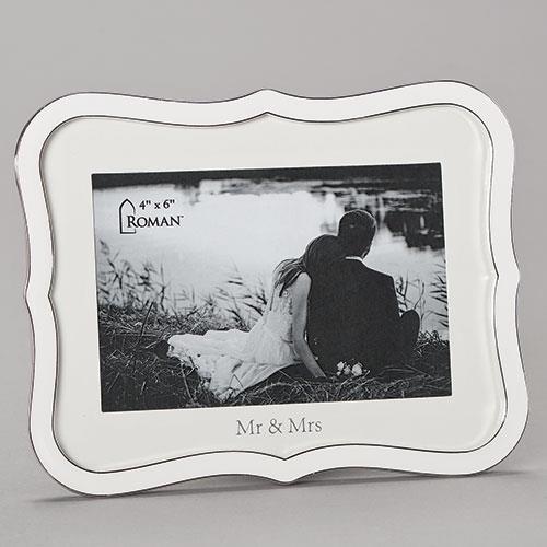 White wedding frame Mr & Mrs matting 4x6 inches - JMJs Catholic Store, Inc