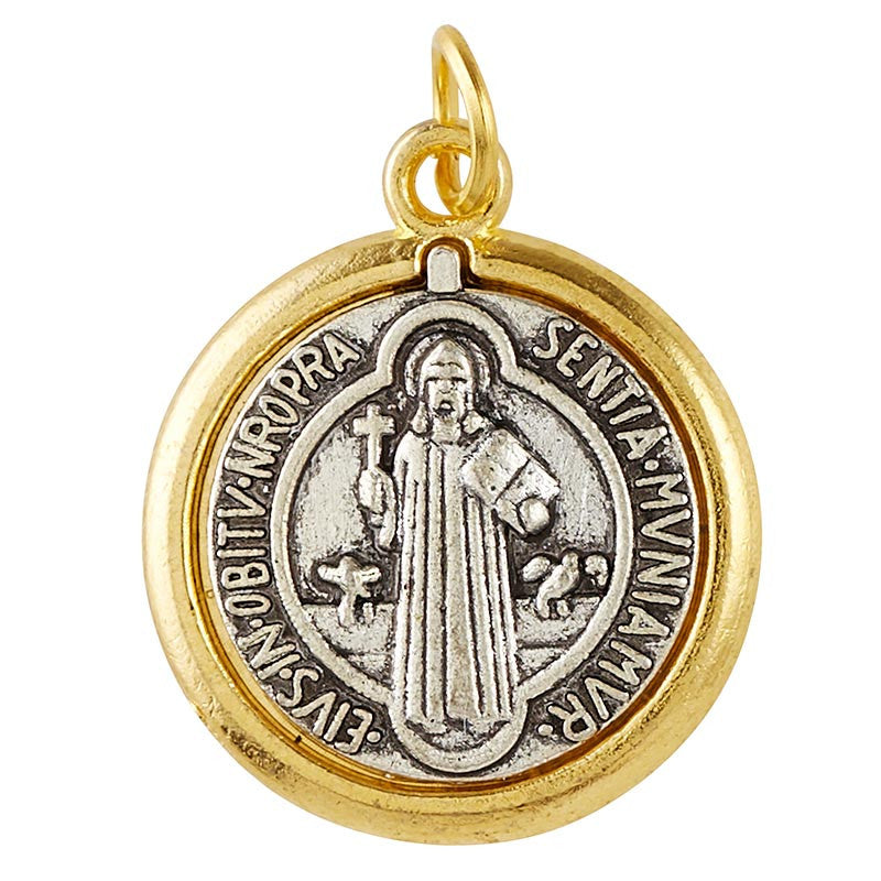 Two-Tone St. Benedict Medal 1/2" - JMJs Catholic Store, Inc