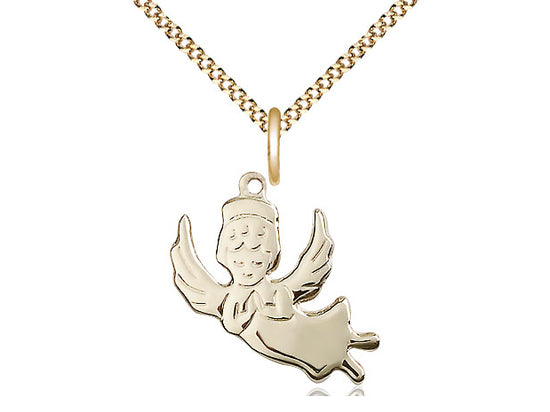 14kt Gold Filled Angel Medal on a Gold Filled Heavy Curb Chain - JMJs Catholic Store, Inc