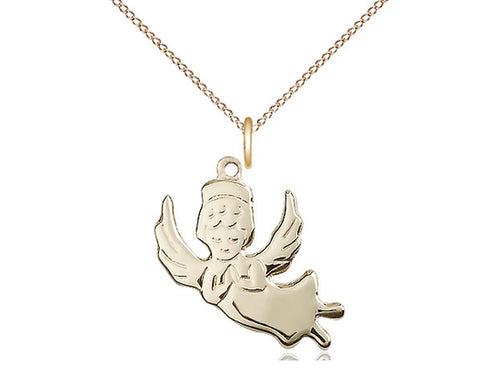 14kt Gold Filled Angel Medal on a Gold Filled Heavy Curb Chain - JMJs Catholic Store, Inc