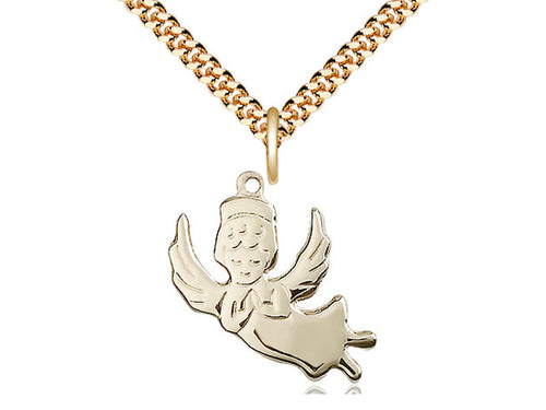 14kt Gold Filled Angel Medal on a Gold Filled Heavy Curb Chain - JMJs Catholic Store, Inc