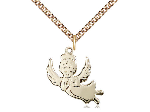 14kt Gold Filled Angel Medal on a Gold Filled Heavy Curb Chain - JMJs Catholic Store, Inc