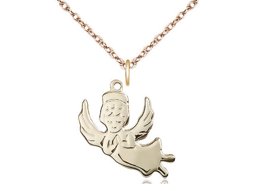 14kt Gold Filled Angel Medal on a Gold Filled Heavy Curb Chain - JMJs Catholic Store, Inc