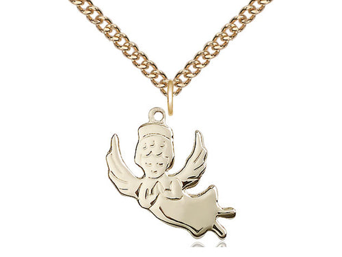 14kt Gold Filled Angel Medal on a Gold Filled Heavy Curb Chain - JMJs Catholic Store, Inc