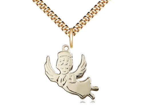 14kt Gold Filled Angel Medal on a Gold Filled Heavy Curb Chain - JMJs Catholic Store, Inc