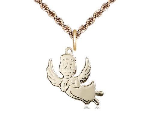 14kt Gold Filled Angel Medal on a Gold Filled Heavy Curb Chain - JMJs Catholic Store, Inc