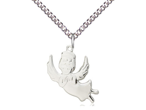 Sterling Silver Angel Medal on a Sterling Silver Chain - JMJs Catholic Store, Inc