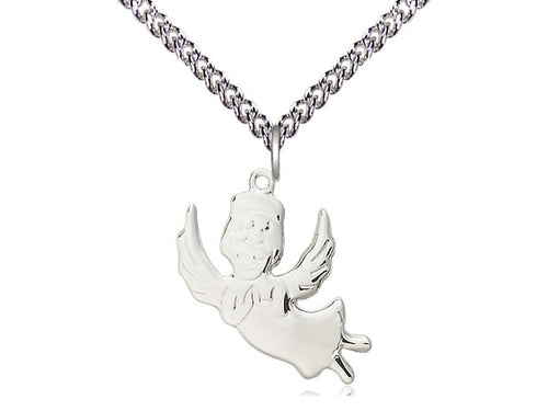 Sterling Silver Angel Medal on a Sterling Silver Chain - JMJs Catholic Store, Inc