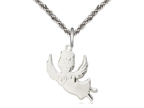 Sterling Silver Angel Medal on a Sterling Silver Chain - JMJs Catholic Store, Inc