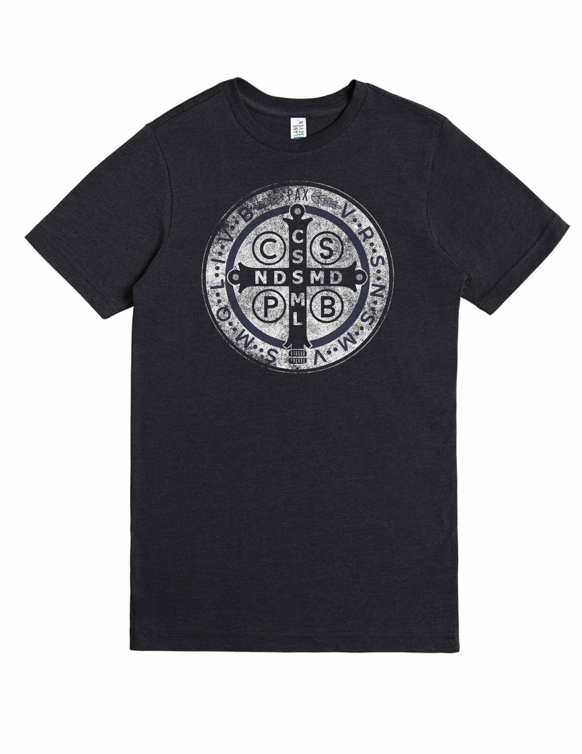 The Medal of Saint Benedict Unisex Shirt - Heather Black: Small - JMJs Catholic Store, Inc