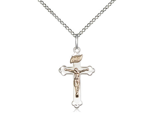 Sterling Silver and Gold Filled Two Tone Crucifix (7/8") - JMJs Catholic Store, Inc