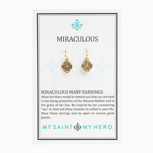 Miraculous Mary Earrings: Gold - JMJs Catholic Store, Inc