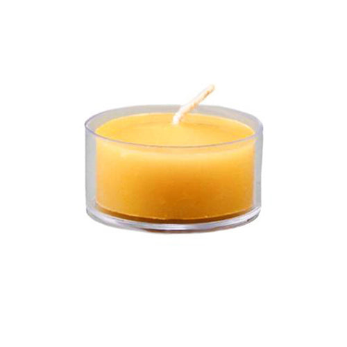 Natural Beeswax Tealight Candles - Clear Cup - JMJs Catholic Store, Inc