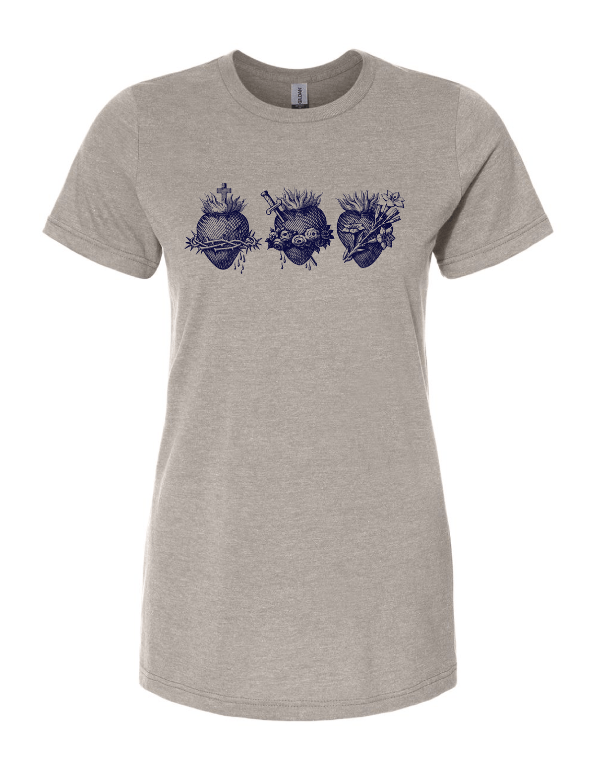 Ladies Holy Family Hearts | 3 Hearts of the Holy Family Tee: 2XL - JMJs Catholic Store, Inc