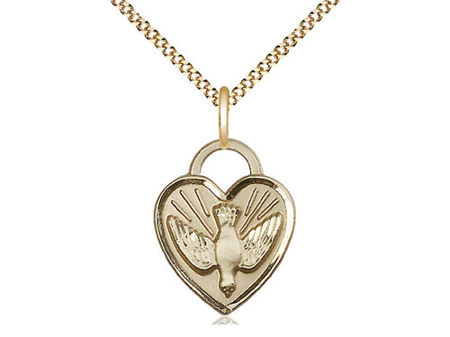14kt Gold Filled Confirmation Heart Medal on a Gold Filled Chain - JMJs Catholic Store, Inc