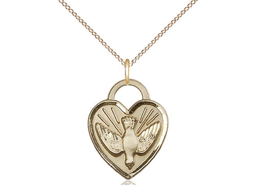 14kt Gold Filled Confirmation Heart Medal on a Gold Filled Chain - JMJs Catholic Store, Inc