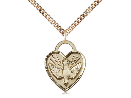 14kt Gold Filled Confirmation Heart Medal on a Gold Filled Chain - JMJs Catholic Store, Inc