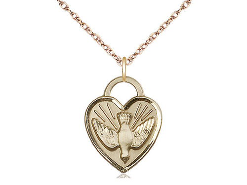 14kt Gold Filled Confirmation Heart Medal on a Gold Filled Chain - JMJs Catholic Store, Inc