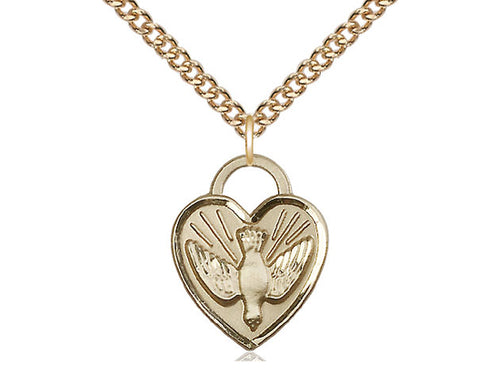 14kt Gold Filled Confirmation Heart Medal on a Gold Filled Chain - JMJs Catholic Store, Inc