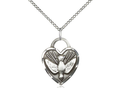 Sterling Silver Confirmation Heart Pendant on a Sterling Silver Chain - JMJs Catholic Store, Inc