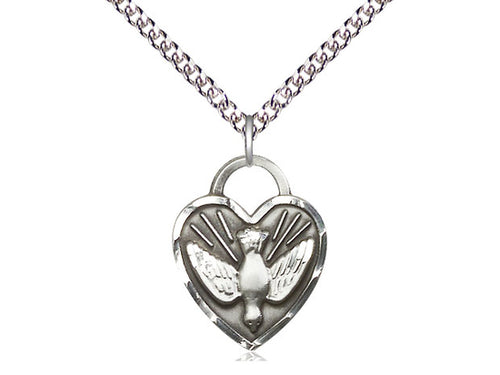 Sterling Silver Confirmation Heart Pendant on a Sterling Silver Chain - JMJs Catholic Store, Inc