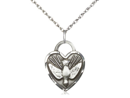 Sterling Silver Confirmation Heart Pendant on a Sterling Silver Chain - JMJs Catholic Store, Inc