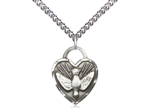 Sterling Silver Confirmation Heart Pendant on a Sterling Silver Chain - JMJs Catholic Store, Inc