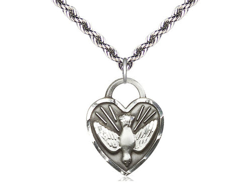 Sterling Silver Confirmation Heart Pendant on a Sterling Silver Chain - JMJs Catholic Store, Inc