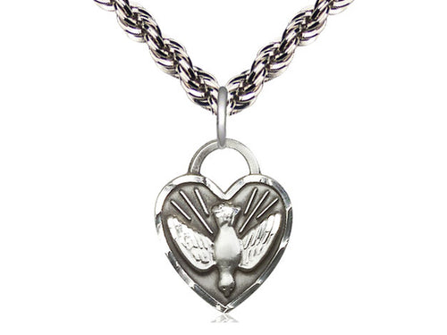 Sterling Silver Confirmation Heart Pendant on a Sterling Silver Chain - JMJs Catholic Store, Inc