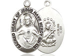 Sterling Silver Sacred Heart of Jesus Scapular Medal (3/4") - JMJs Catholic Store, Inc