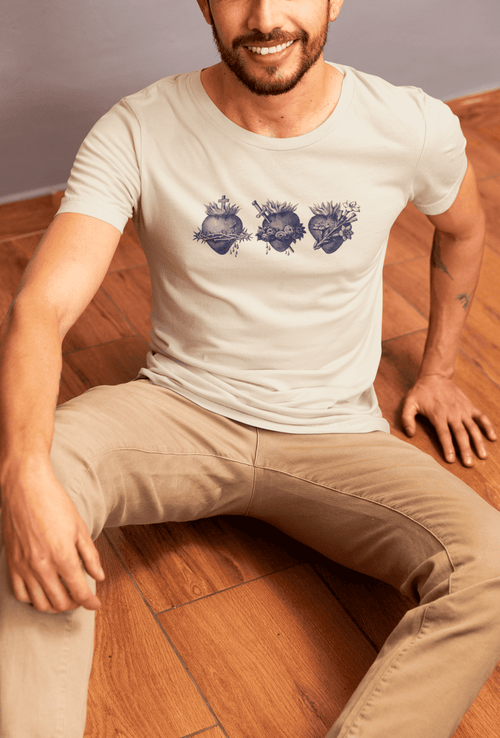 Holy Family Hearts | 3 Hearts of the Holy Family Tee: L - JMJs Catholic Store, Inc